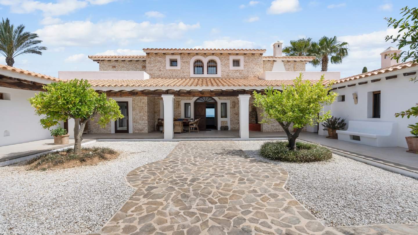 Traditional stone villa with courtyard in Ibiza countryside